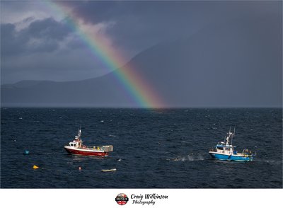 Fishing Boats Under a Rainbow at Elgol Harbour