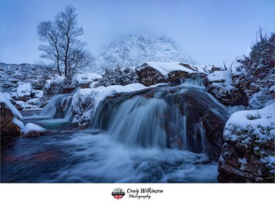 Winter at Buachaille Etive Mòr Waterfall